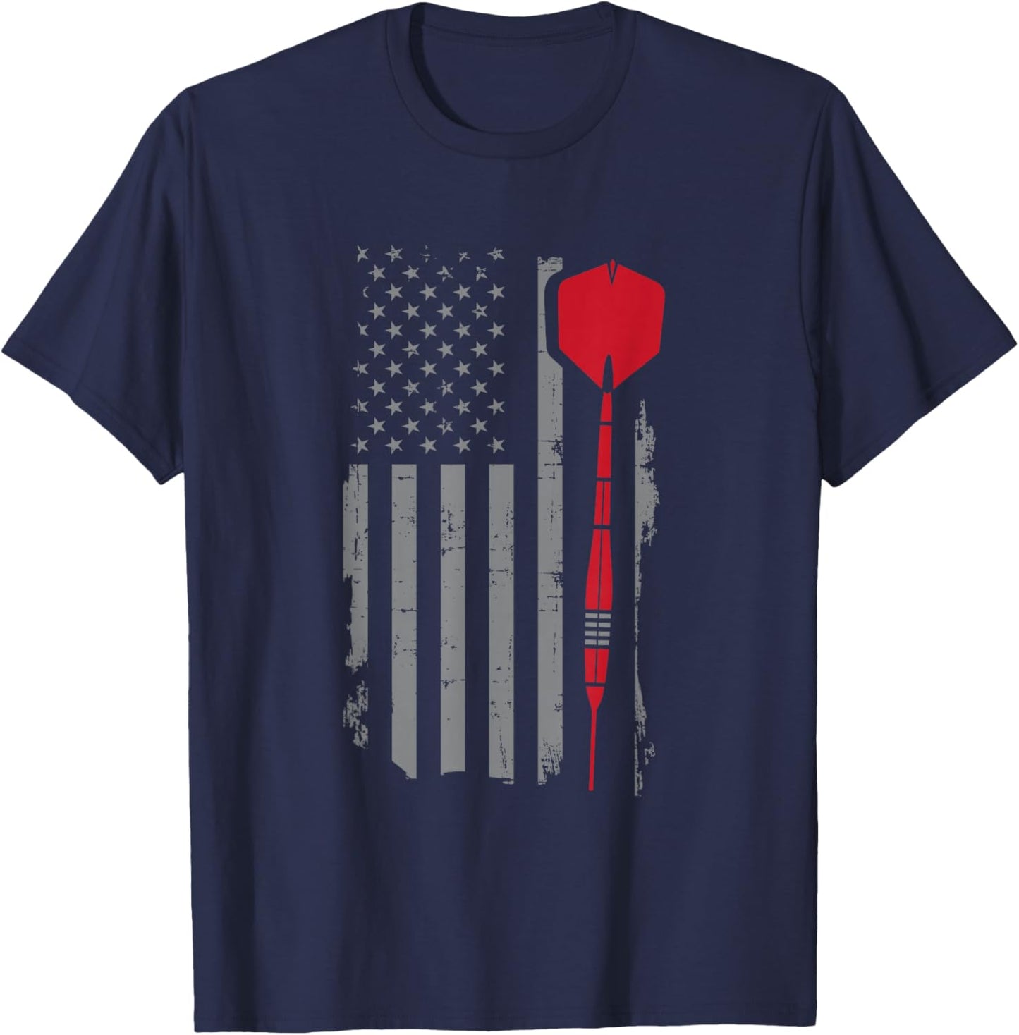 Retro American Flag Throw Darts Gift Dart Player Men T-Shirt - T-Shirt | Navy