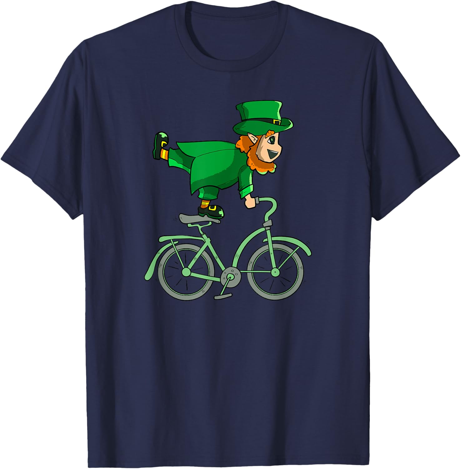 Leprechaun on a Bike | St Patrick's Day Cycling T-Shirt - T-Shirt | Navy