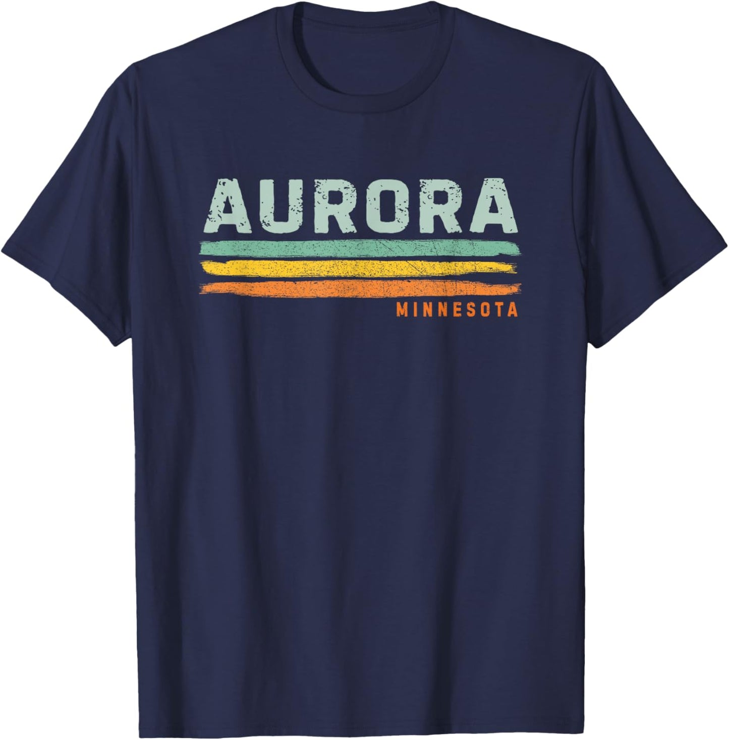 Vintage Stripes Aurora MN T-Shirt - T-Shirt | Navy