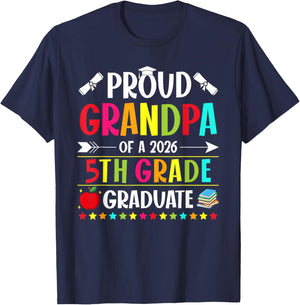 Proud Grandpa of a Class of 2026 5th Grade Graduate T-Shirt - T-Shirt | Navy