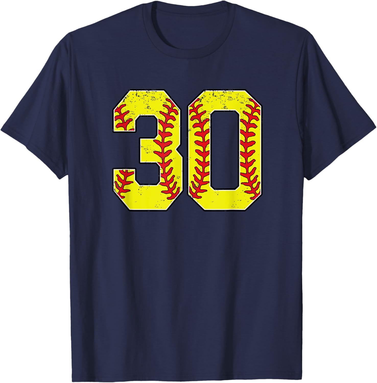 Softball Number 30 Mom Dad Show Support Favorite Player T-Shirt - T-Shirt | Navy