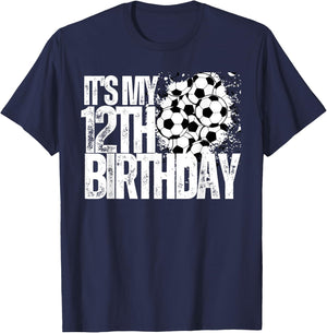 It's My 12th Birthday Soccer Player 12th Birthday Player T-Shirt - T-Shirt | Navy
