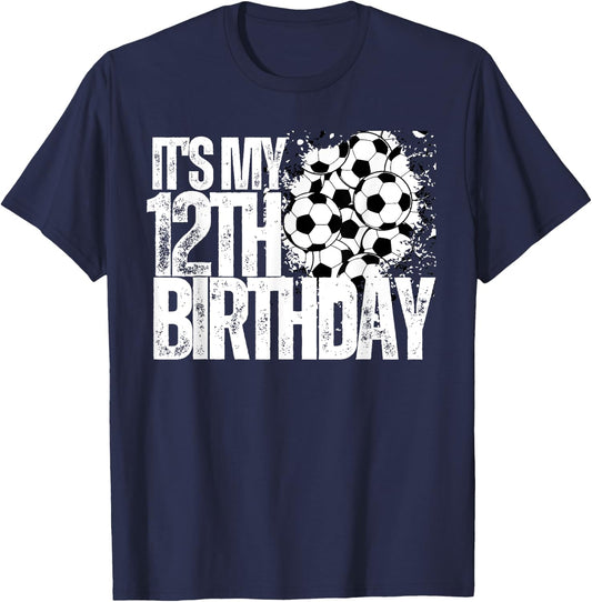 It's My 12th Birthday Soccer Player 12th Birthday Player T-Shirt - T-Shirt | Navy