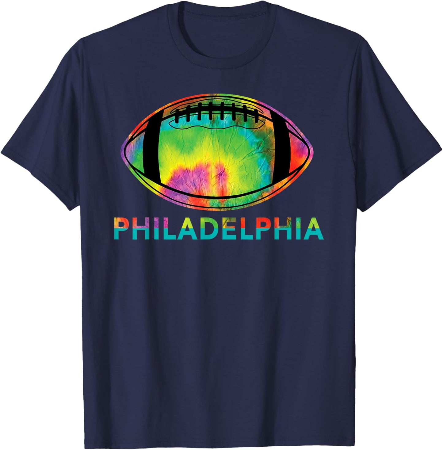Tie Dye Cool Football Design Apparel Philadelphia T-Shirt - T-Shirt | Navy