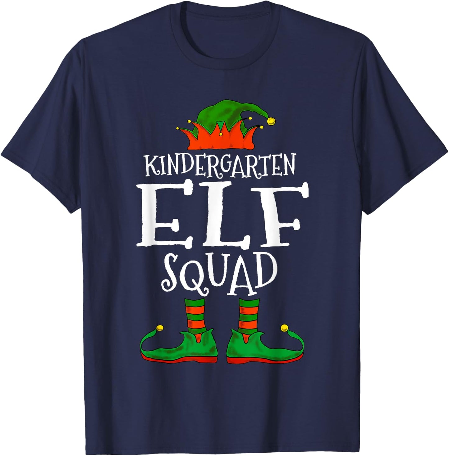 Kindergarten Elf Squad Teacher Student Christmas Gift Men Women Kids T-Shirt - T-Shirt | Navy