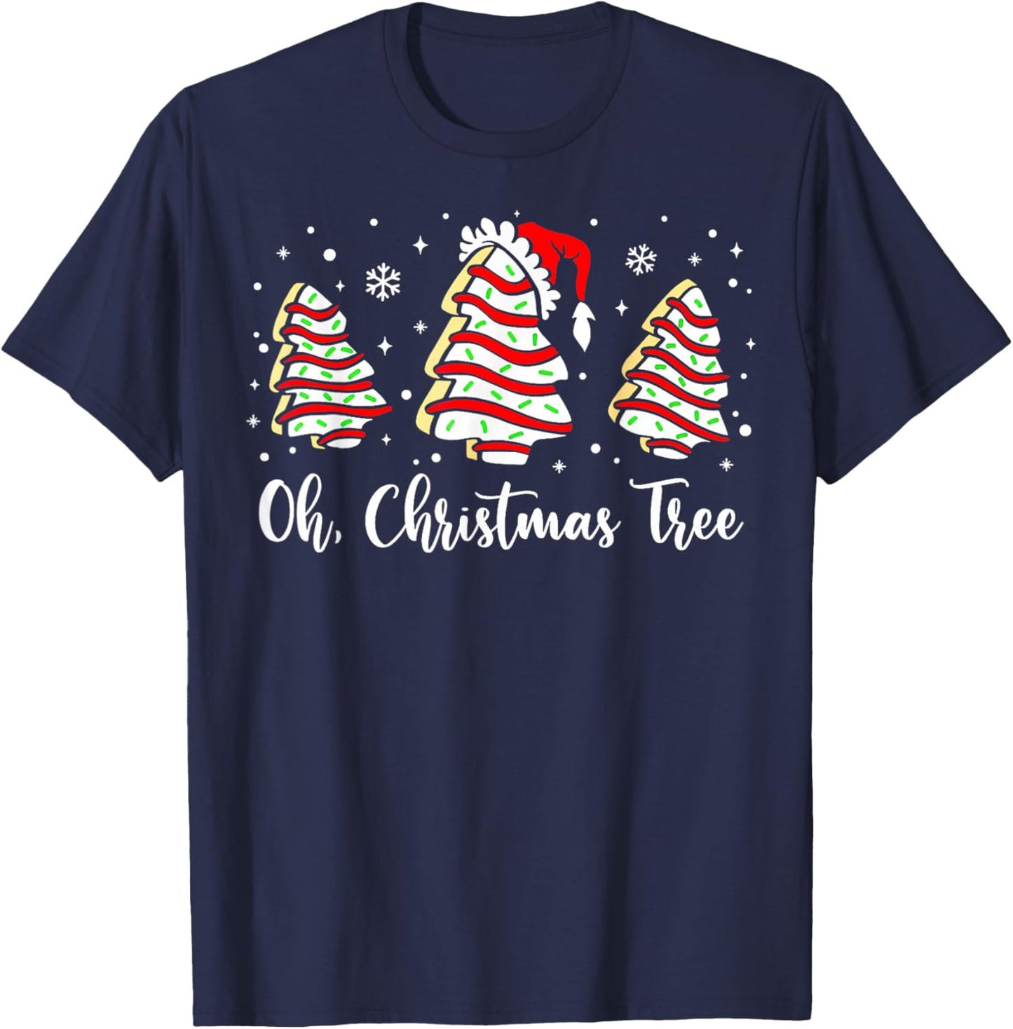 Groovy Oh Christmas Tree Cakes Debbie Becky Jen Cake Lovers T-Shirt - T-Shirt | Navy