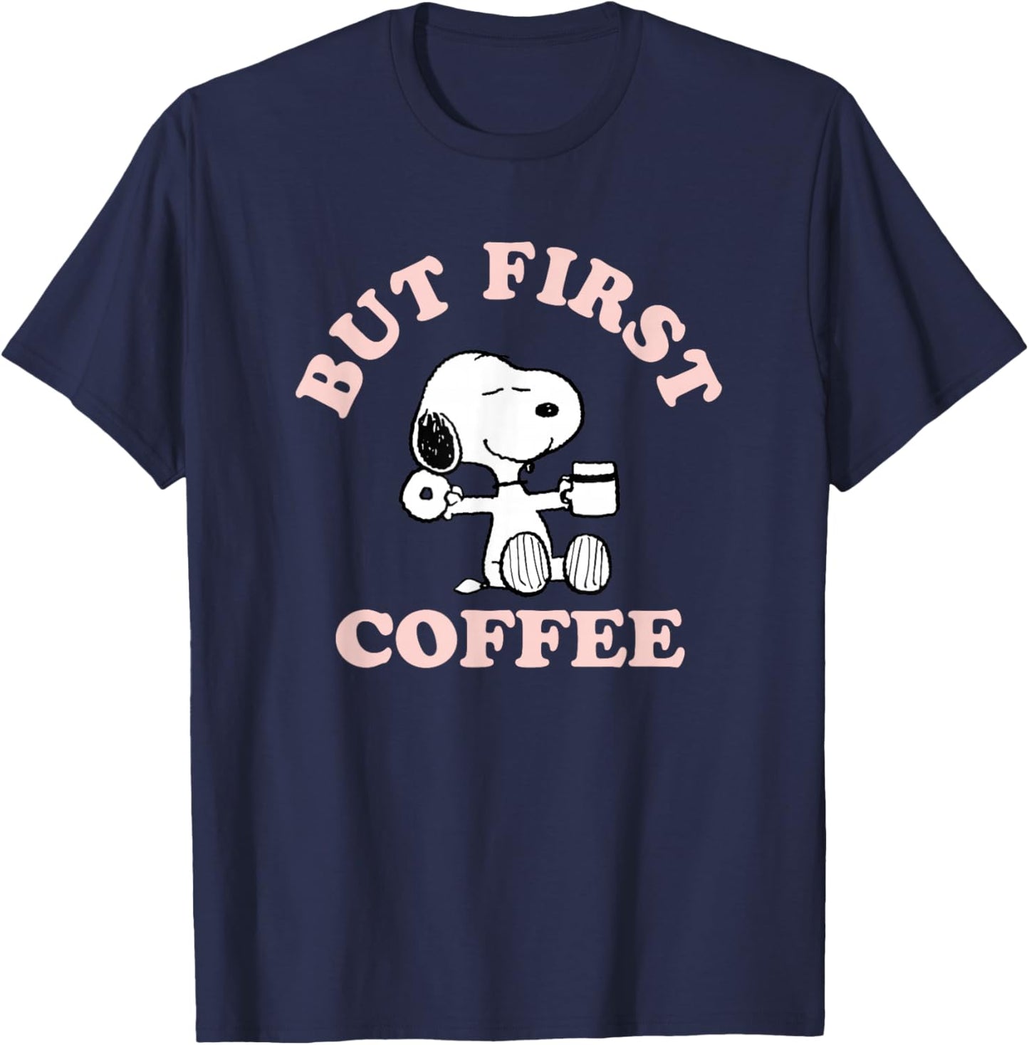 Peanuts But First Coffee Snoopy T-Shirt - T-Shirt | Navy
