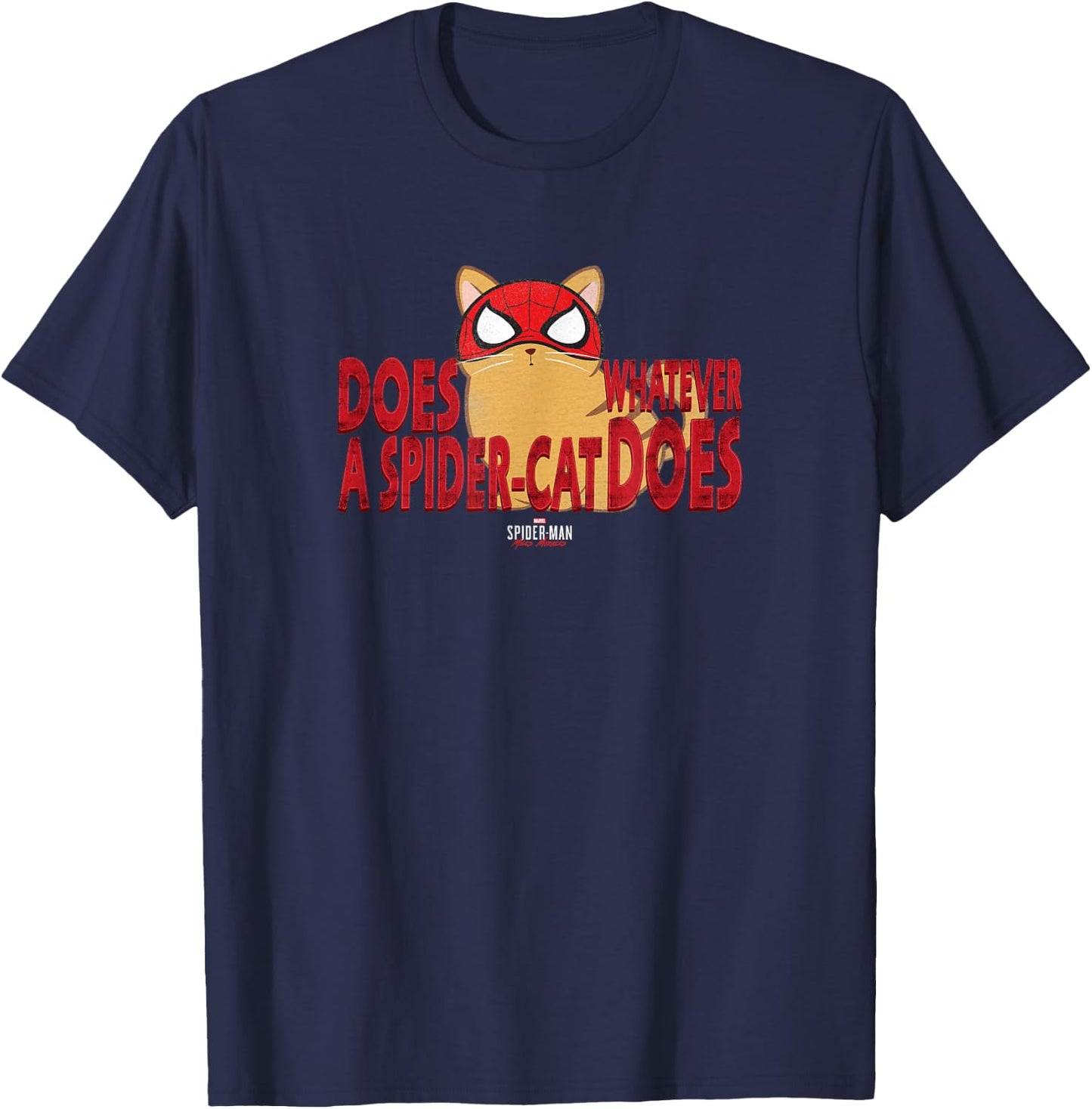 Marvel Spider-Man: Miles Morales Spider-Cat Does Whatever T-Shirt - T-Shirt | Navy
