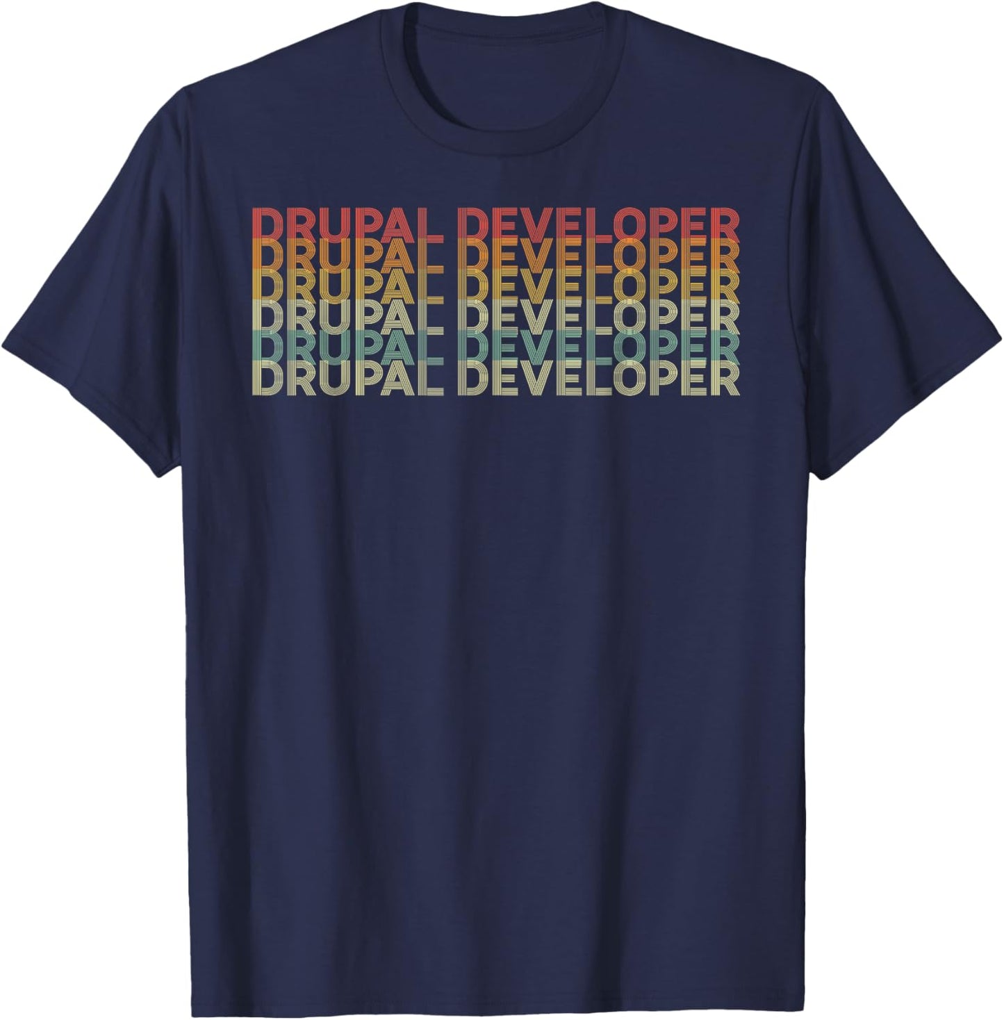 Retro 70s Drupal Developer Job Title T-Shirt - T-Shirt | Navy