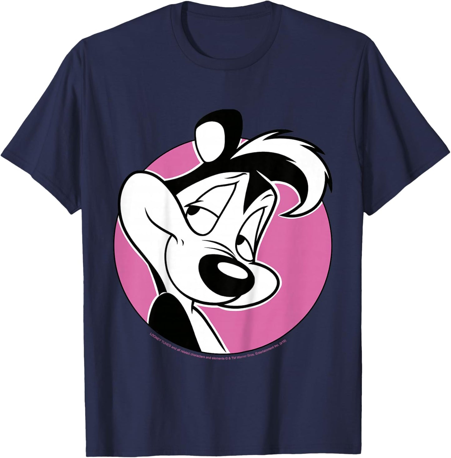 Kids Looney Tunes Pepe Le Pew Pink Circle Portrait T-Shirt - T-Shirt | Navy