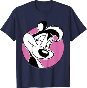 Kids Looney Tunes Pepe Le Pew Pink Circle Portrait T-Shirt - T-Shirt | Navy