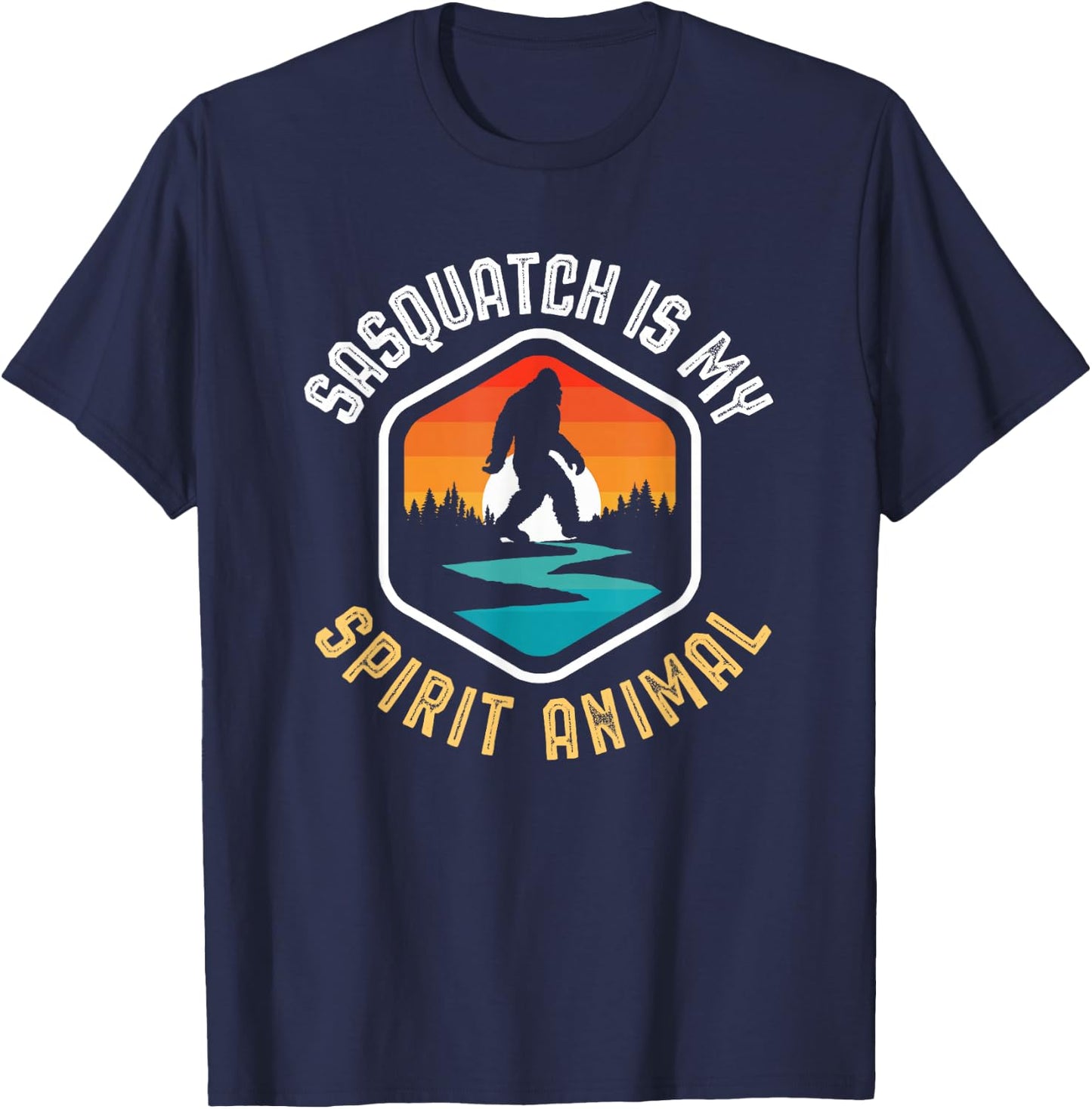 Sasquatch is my Spirit Animal Vintage Bigfoot Outdoor T-Shirt - T-Shirt | Navy