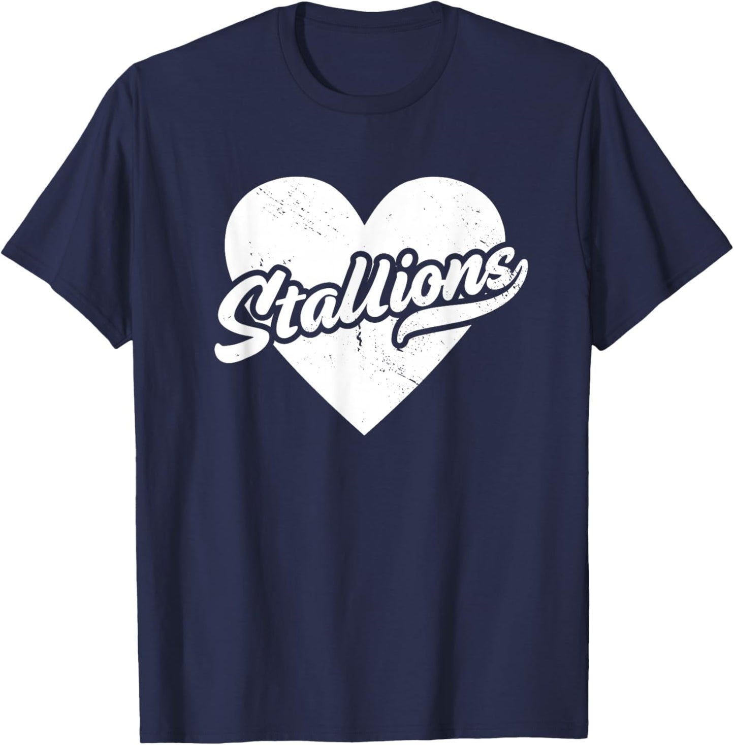 Vintage Stallions High School Spirit Go Stallions Love T-Shirt - T-Shirt | Navy