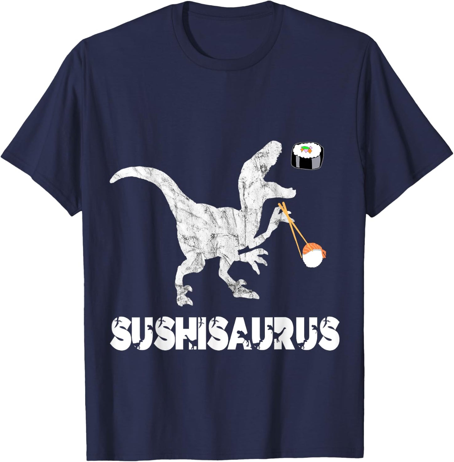 Sushi Dinosaurs Funny Japanese Foodie Dino Asian Food T-Rex T-Shirt - T-Shirt | Navy