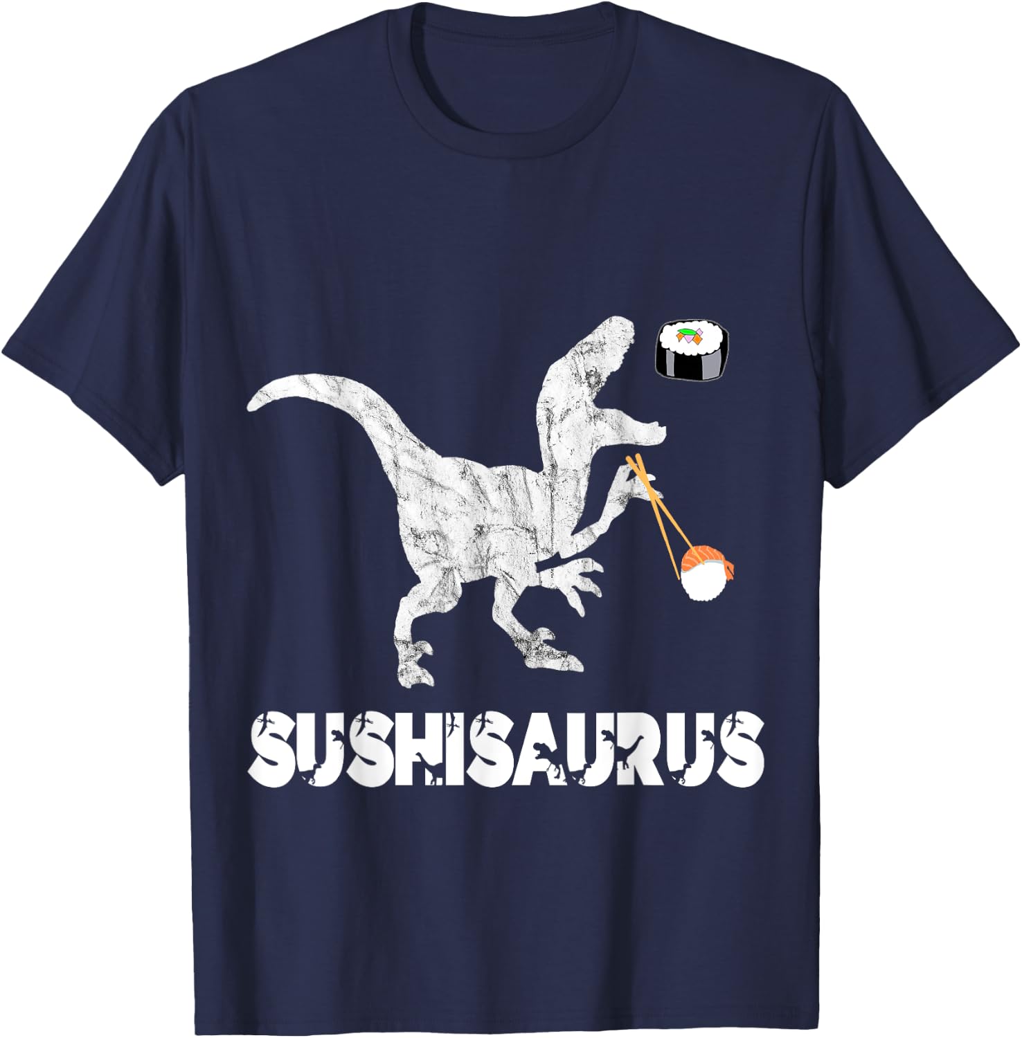 Sushi Dinosaurs Funny Japanese Foodie Dino Asian Food T-Rex T-Shirt - T-Shirt | Navy
