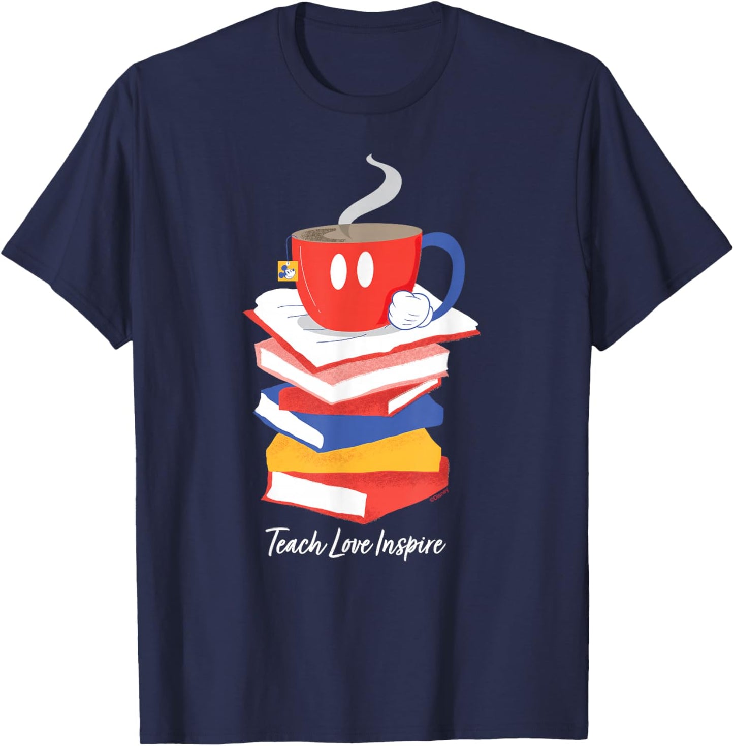 Disney Mickey Mouse Teacup Teach Love Inspire Teacher's Day T-Shirt - T-Shirt | Navy