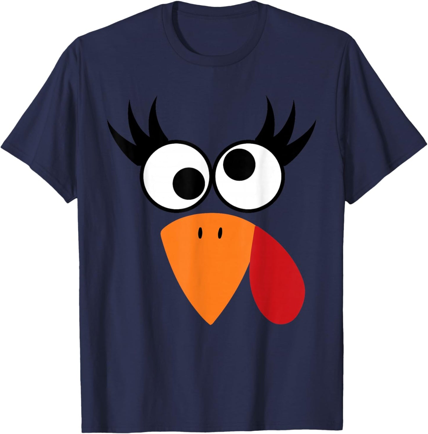 Funny Silly Turkey Face Happy Turkey Day Thanksgiving T-Shirt - T-Shirt | Navy