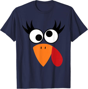 Funny Silly Turkey Face Happy Turkey Day Thanksgiving T-Shirt - T-Shirt | Navy