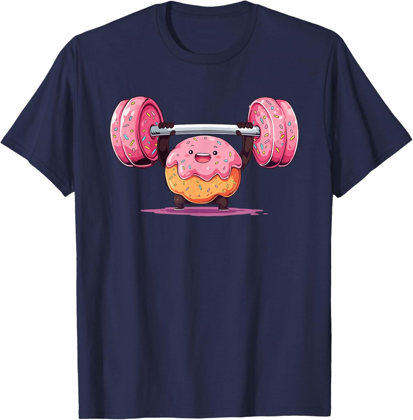 Donut Weightlifting Barbell Workout Gym Weightlifter T-Shirt - T-Shirt | Navy