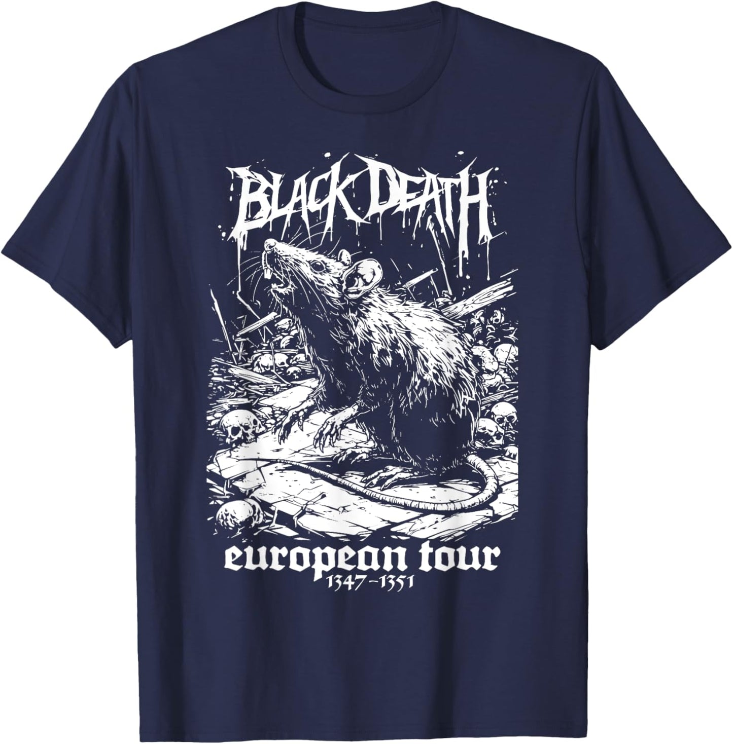 Black Death European Tour Plague Rat Medieval History Goth T-Shirt - T-Shirt | Navy