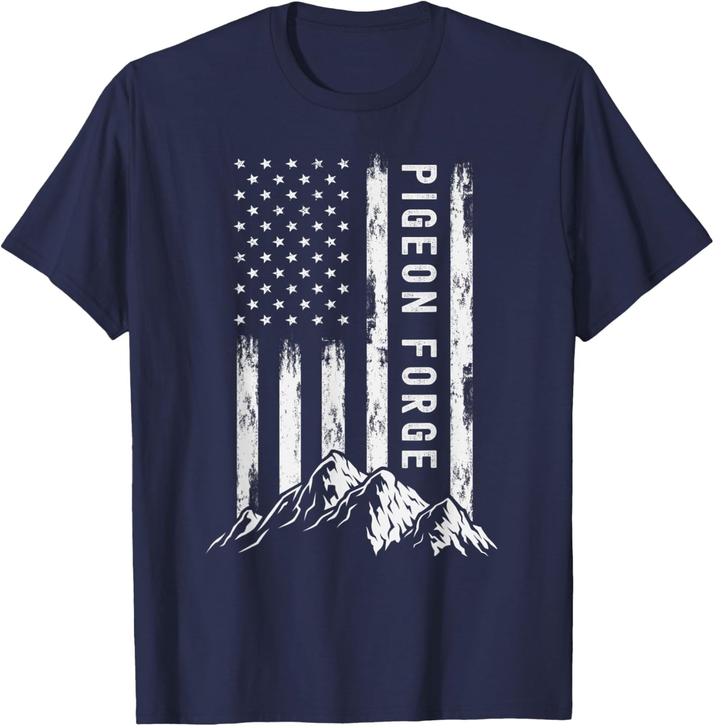 Patriotic Outdoors Smoky Mountains Tennessee Pigeion Forge Women Kids Men T-Shirt - T-Shirt | Navy