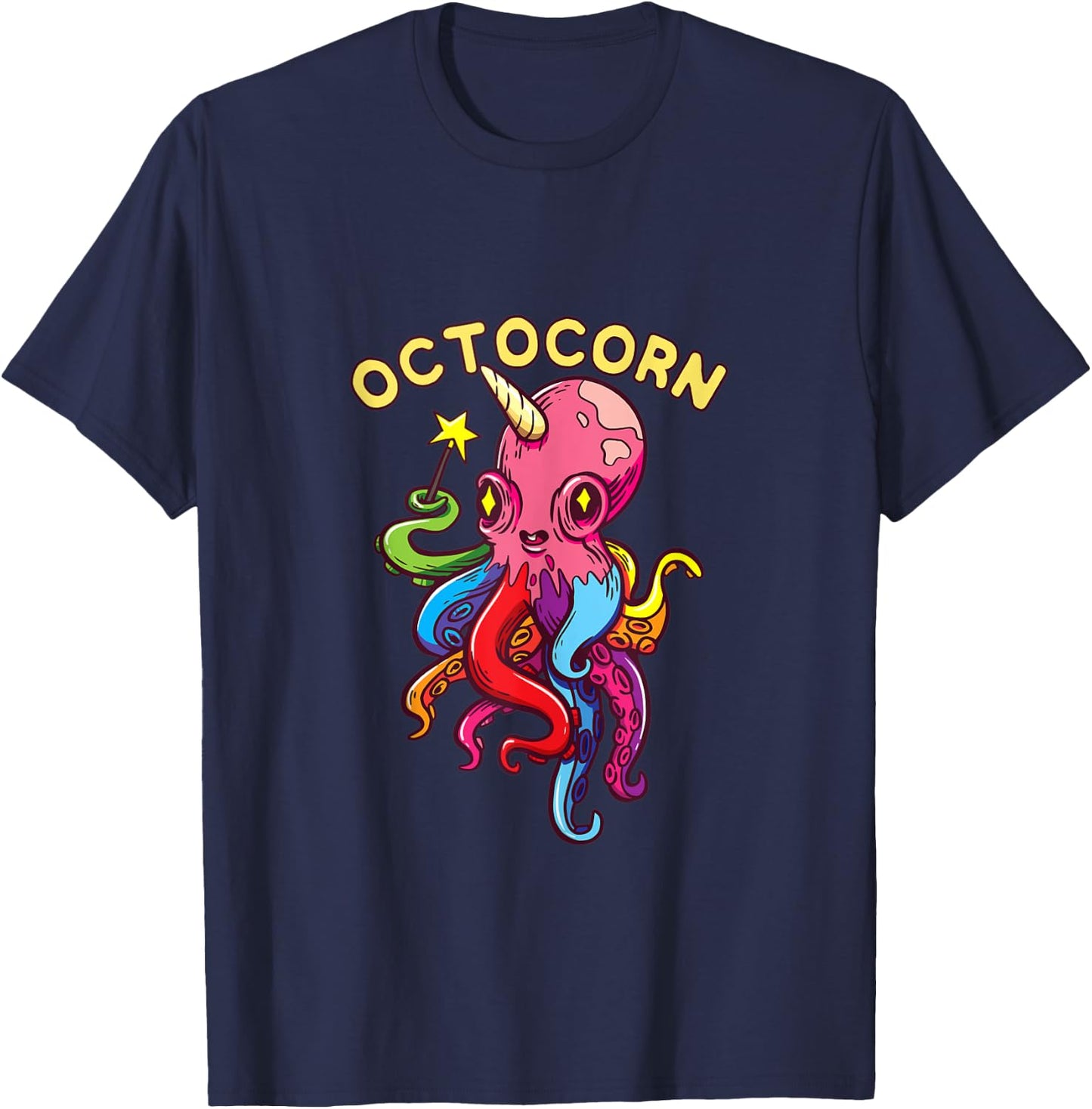 Octocorn Octopus Unicorn - Cute Magical Devil Fish T-Shirt - T-Shirt | Navy