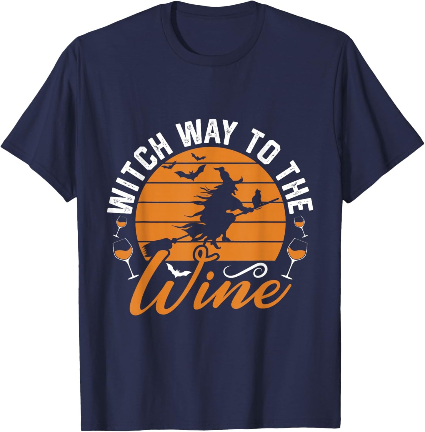 Witch Way to The Wine Halloween Party Costume T-Shirt - T-Shirt | Navy