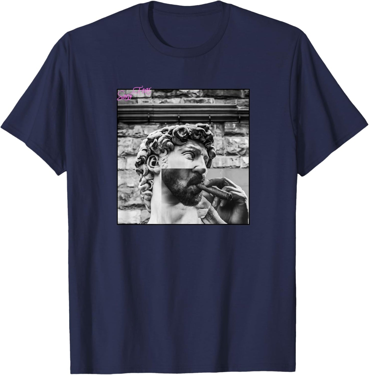 Bad David Michelangelo smoking cigar T-Shirt - T-Shirt | Navy