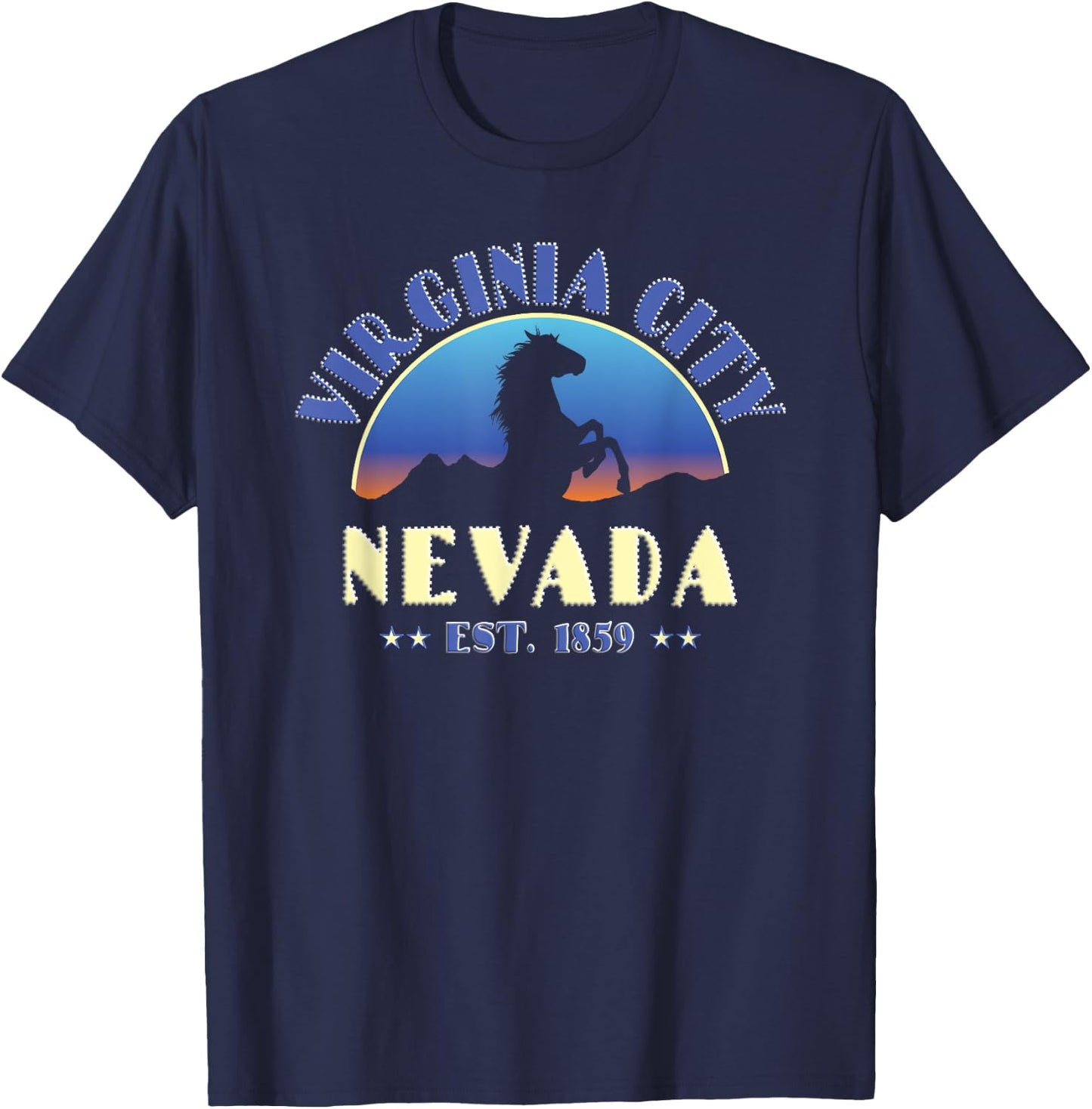 Virginia City, Nevada NV Wild Horse T-Shirt - T-Shirt | Navy