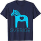 Sverige Sweden Swedish Blue Dala Horse Heart Dalecarlian T-Shirt - T-Shirt | Navy