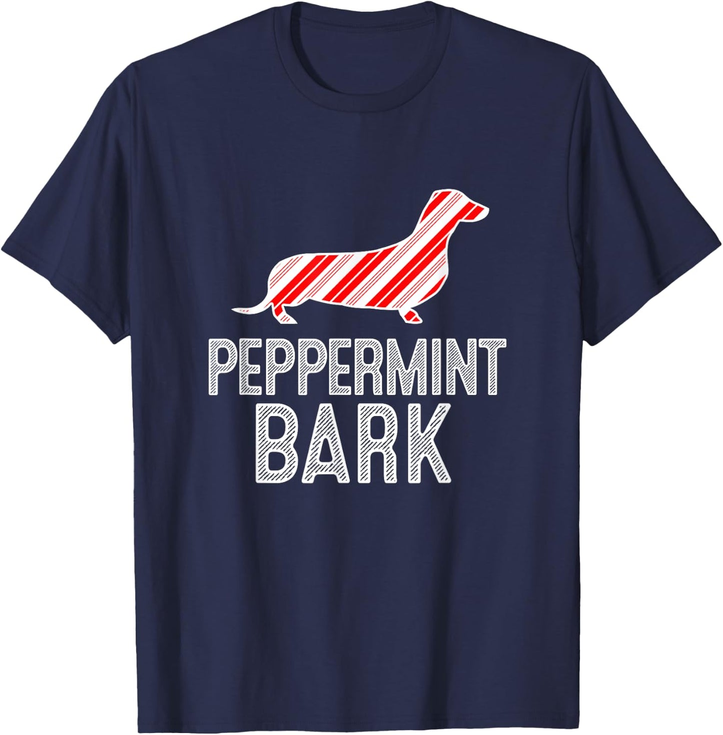 Doxie Dachshund Peppermint Bark Christmas Dog T-Shirt - T-Shirt | Navy