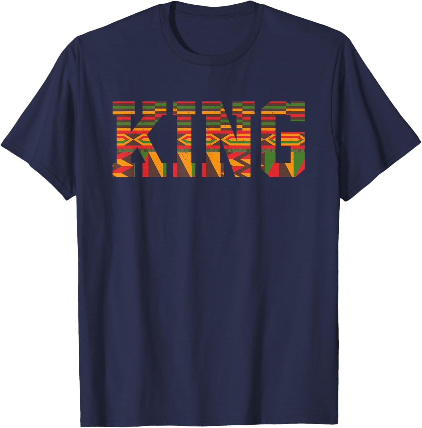 African King Art For Boys Men Afro African Print Kente Cloth T-Shirt - T-Shirt | Navy