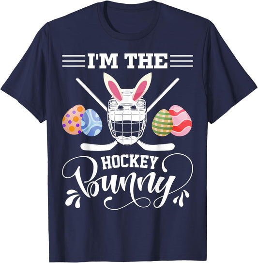 I'm The Hockey Bunny Funny Easter Day Ice Hockey Player T-Shirt - T-Shirt | Navy
