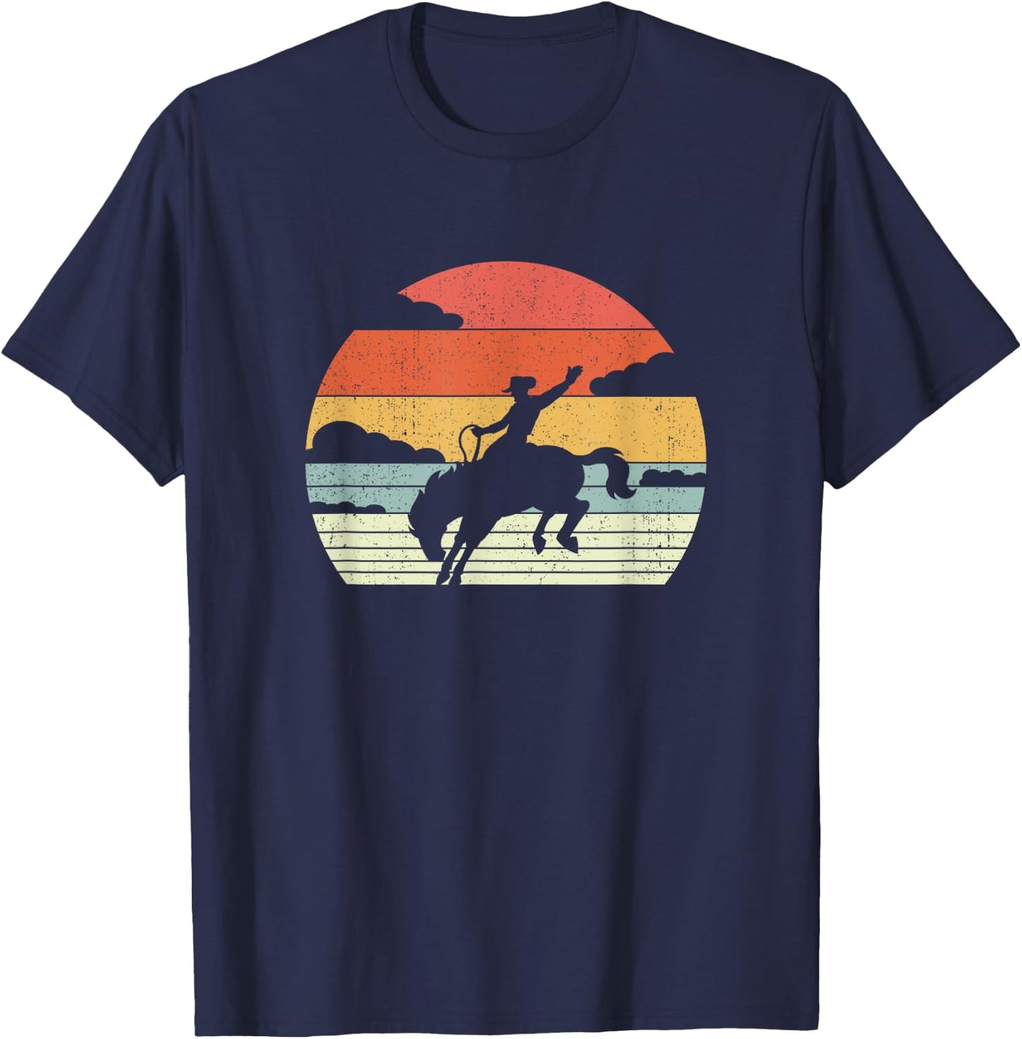 Retro Cowboy Horse Riding - Vintage Horseman Rodeo T-Shirt - T-Shirt | Navy
