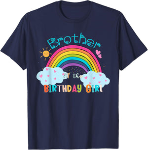 Brother of The Birthday Girl Rainbow B-Day Matching Family T-Shirt - T-Shirt | Navy