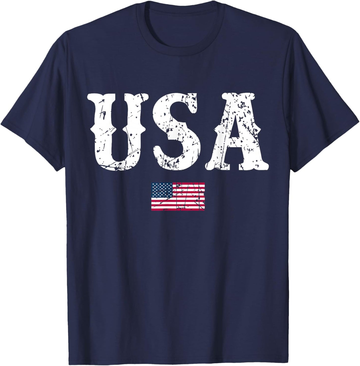 USA United States of America American Flag July 4th T-Shirt - T-Shirt | Navy