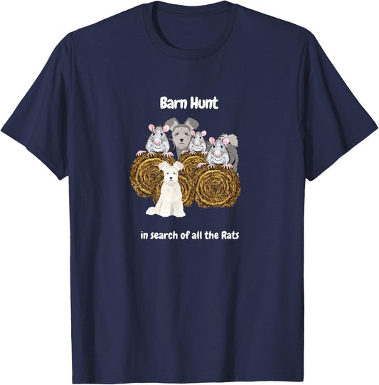 Funny Barn Hunt - in search of rats with a Pumi dog T-Shirt - T-Shirt | Navy