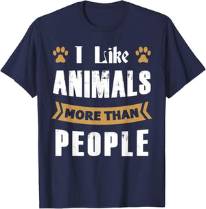 I Like Animals More Than People Funny Animal Lover's T-Shirt - T-Shirt | Navy