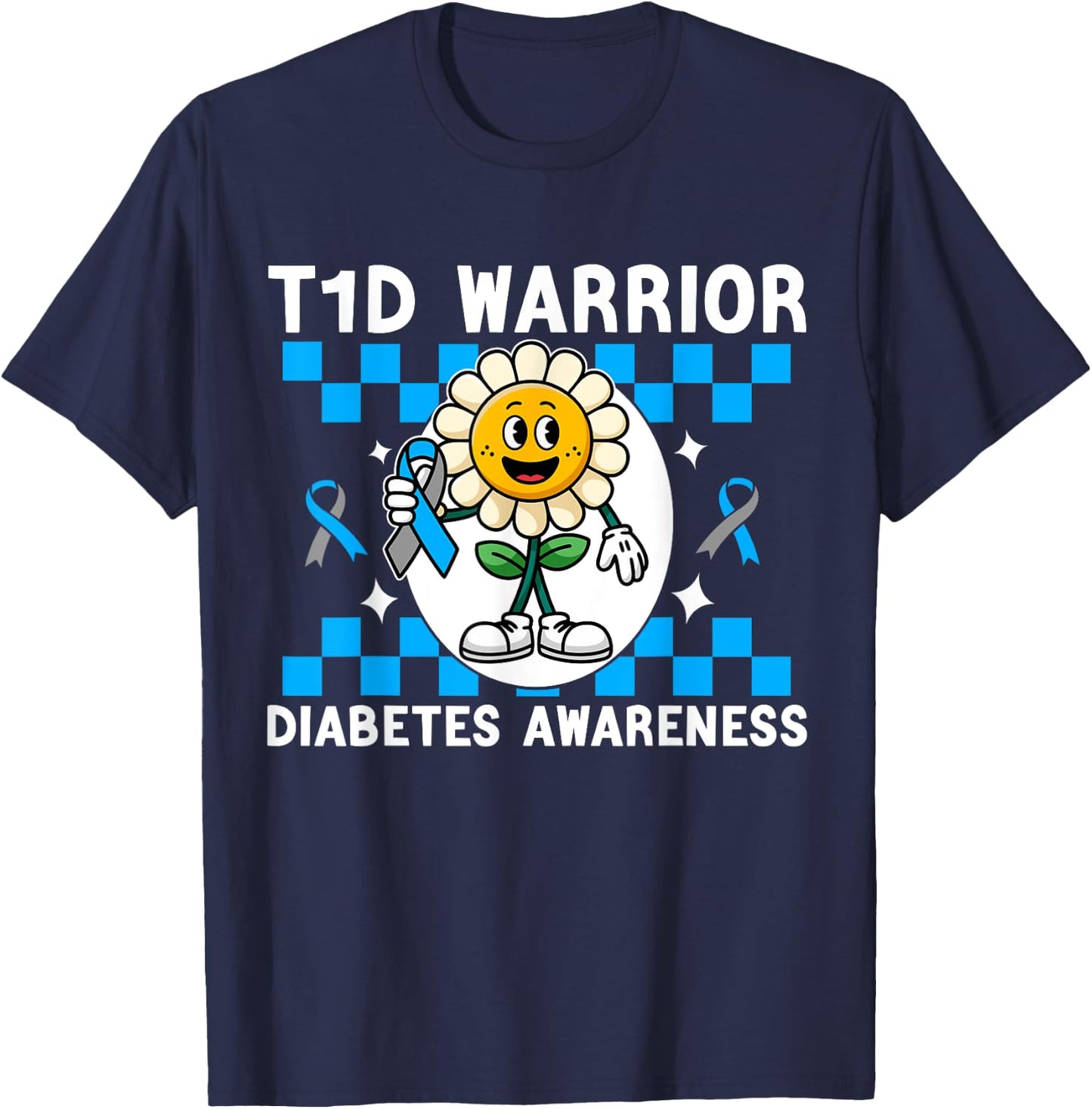 T1D Warrior Type 1 Diabetes Awareness Diabetic kids T-Shirt - T-Shirt | Navy