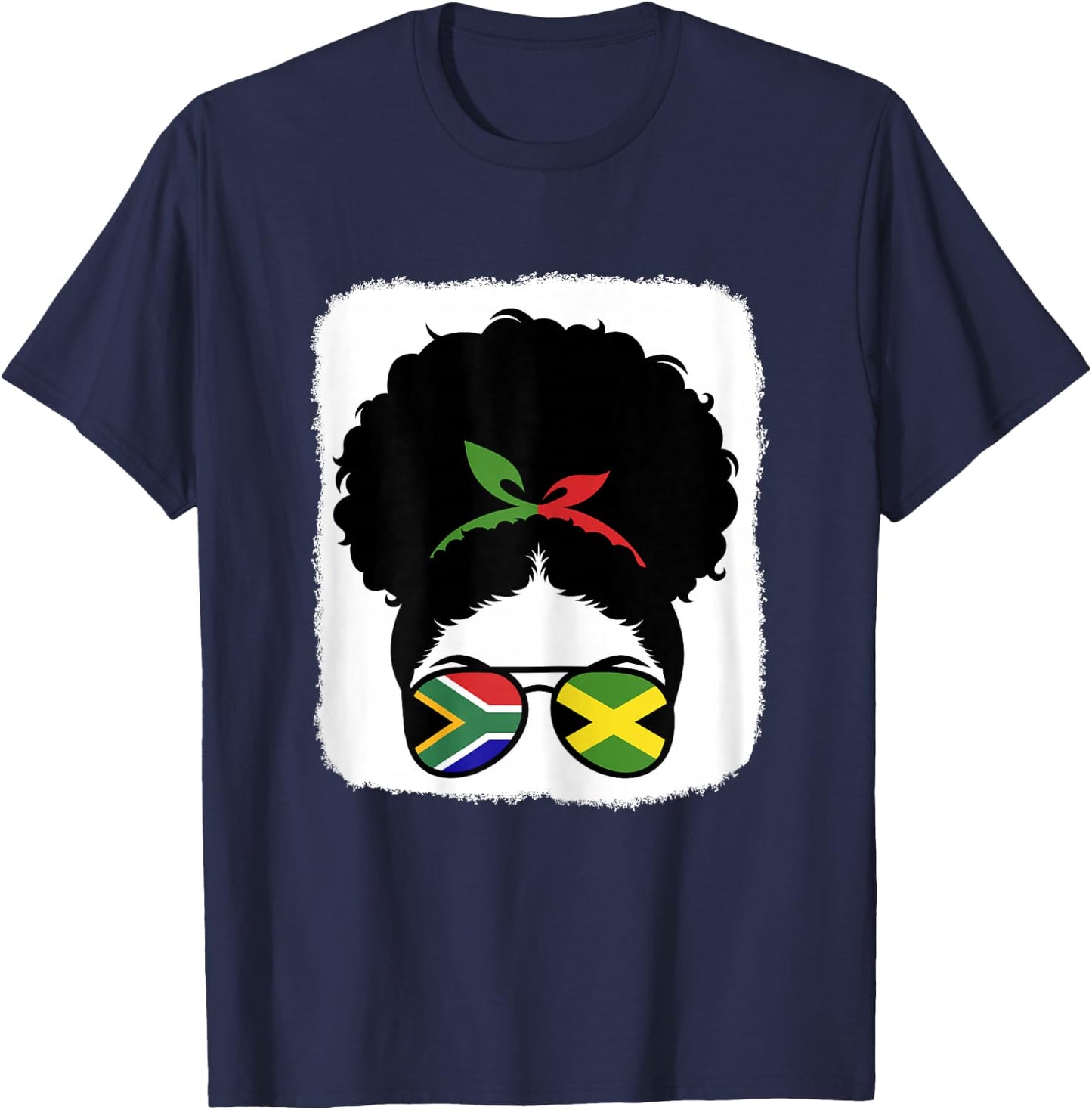 South Africa and Jamaica Mix Half South African Jamaican T-Shirt - T-Shirt | Navy