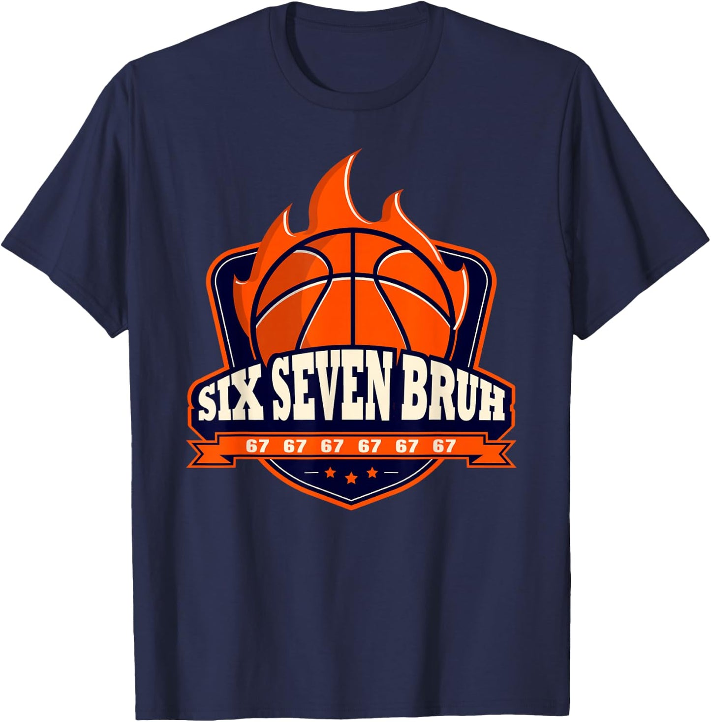 Alpha Slang Kids Bruh 67 Basketball Ice Cream Drip Six Seven T-Shirt - T-Shirt | Navy