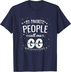 Grandma My Favorite People Call Me GG Mothers Day T-Shirt - T-Shirt | Navy