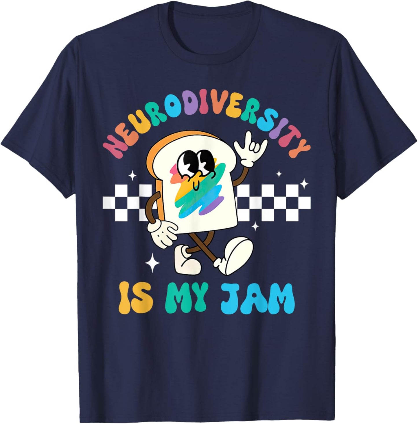 Retro Neurodiversity Is My Jam ADHD Autism Awareness Support T-Shirt - T-Shirt | Navy