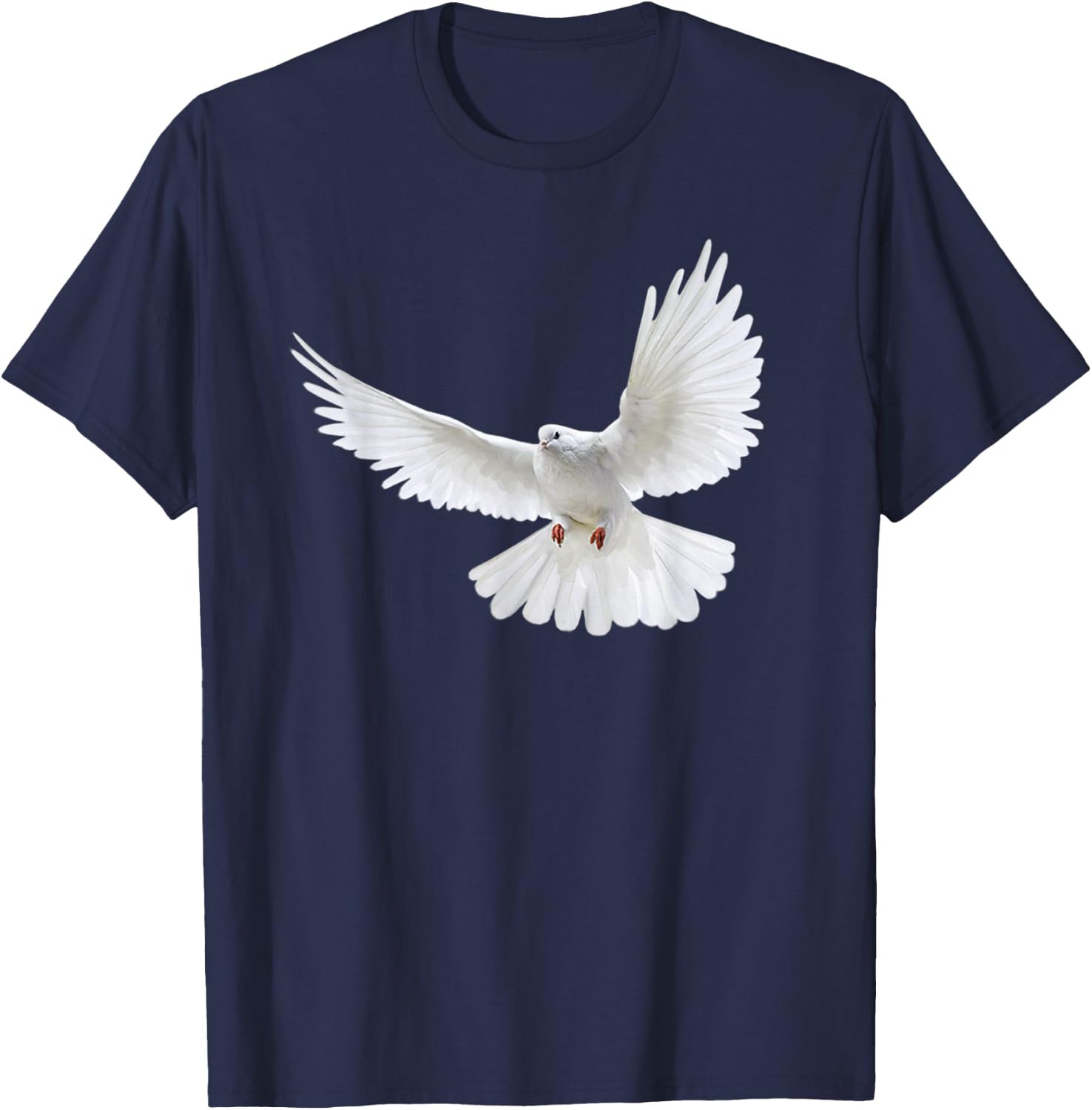 Beautiful Flying Peaceful White Dove Photo Silhouette T-Shirt - T-Shirt | Navy