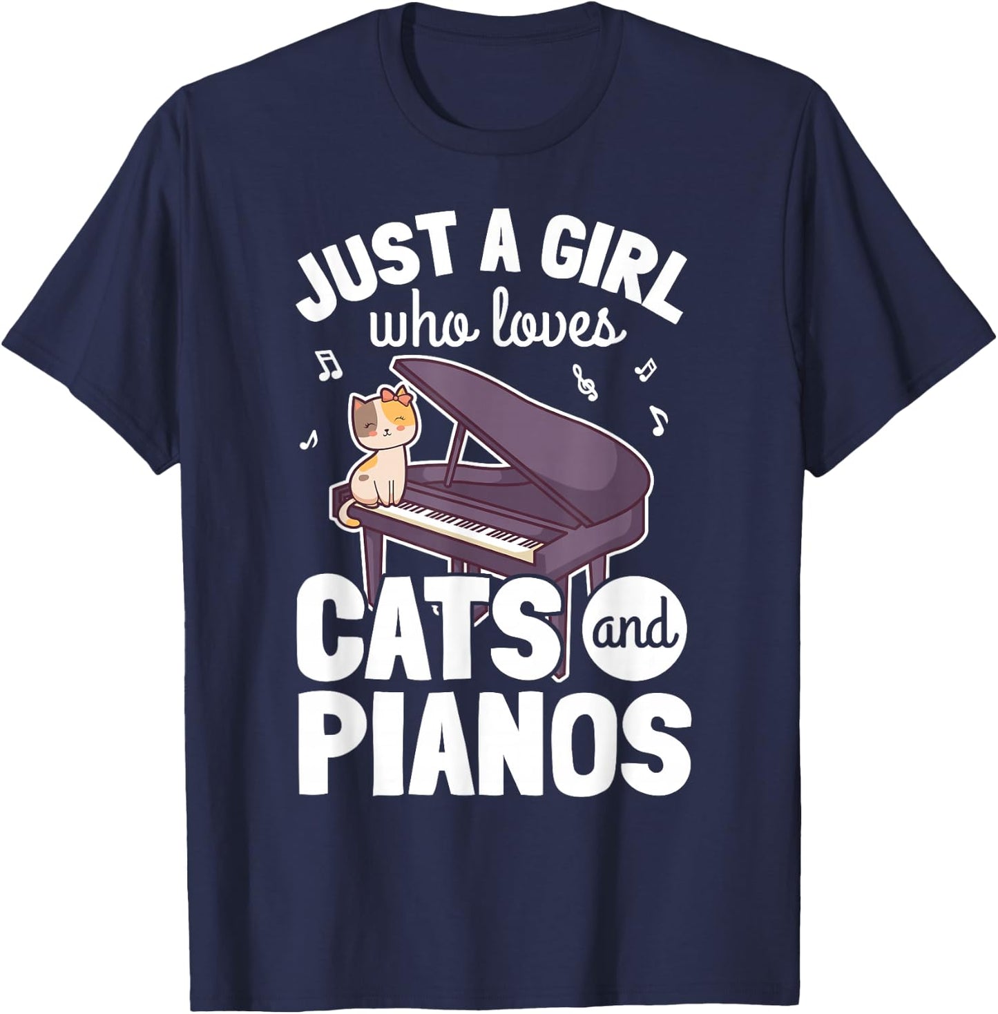 Piano Player Pianist Piano Musician I Cat T-Shirt - T-Shirt | Navy