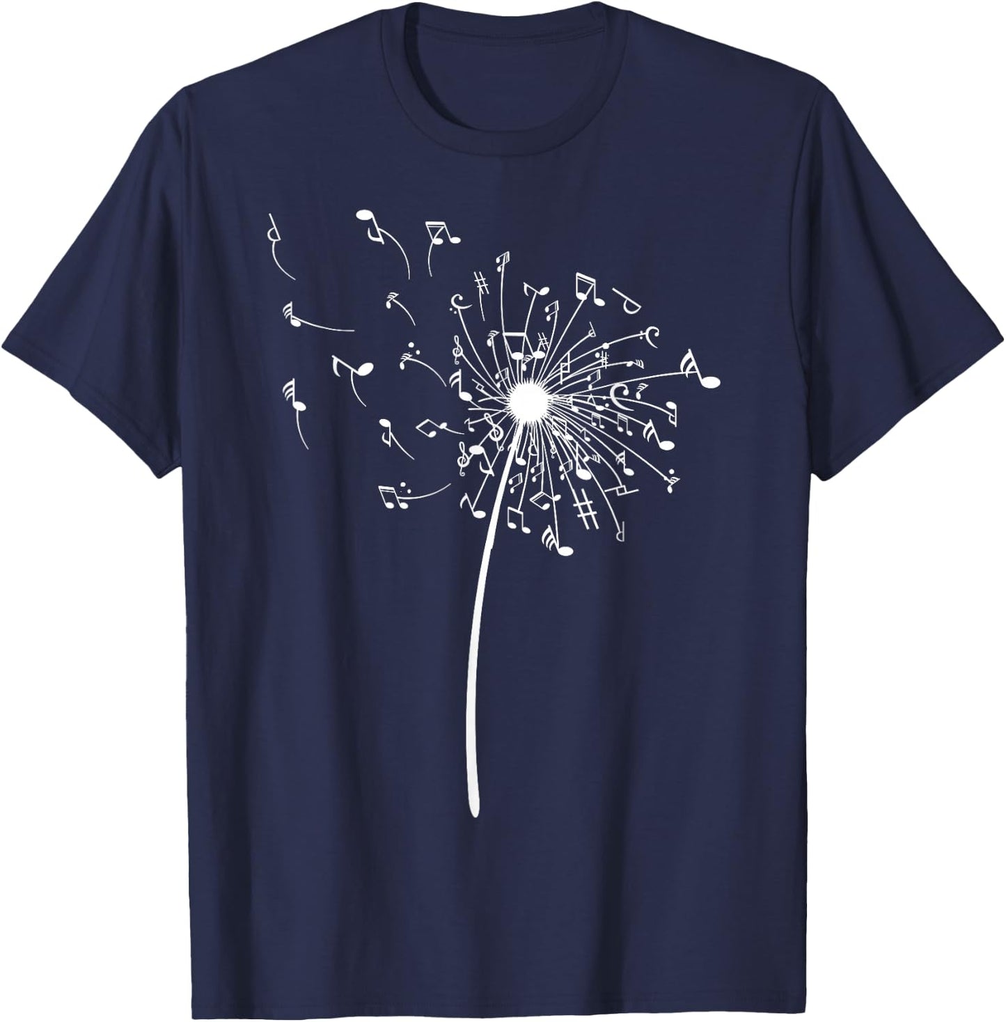 Funny Music Notes Gift Women Cool Dandelion Flower T-Shirt - T-Shirt | Navy