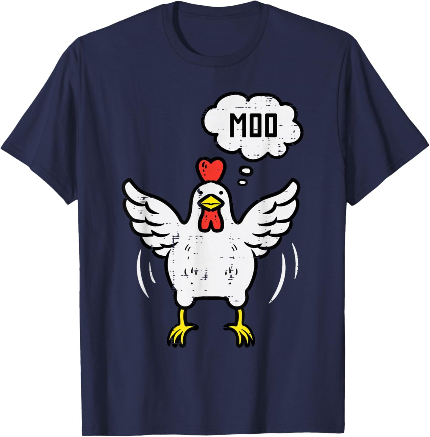 Chicken Cow Moo Funny Farm Animal Hen Farmer Men Women Kids T-Shirt - T-Shirt | Navy