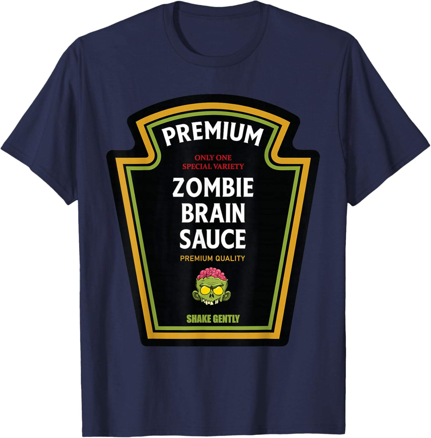Zombie Brain Sauce 2024 Halloween Ketchup Matching Costume T-Shirt - T-Shirt | Navy
