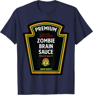 Zombie Brain Sauce 2024 Halloween Ketchup Matching Costume T-Shirt - T-Shirt | Navy