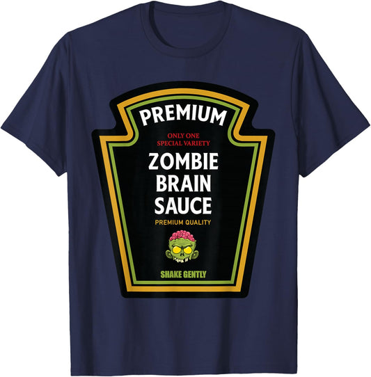 Zombie Brain Sauce 2024 Halloween Ketchup Matching Costume T-Shirt - T-Shirt | Navy